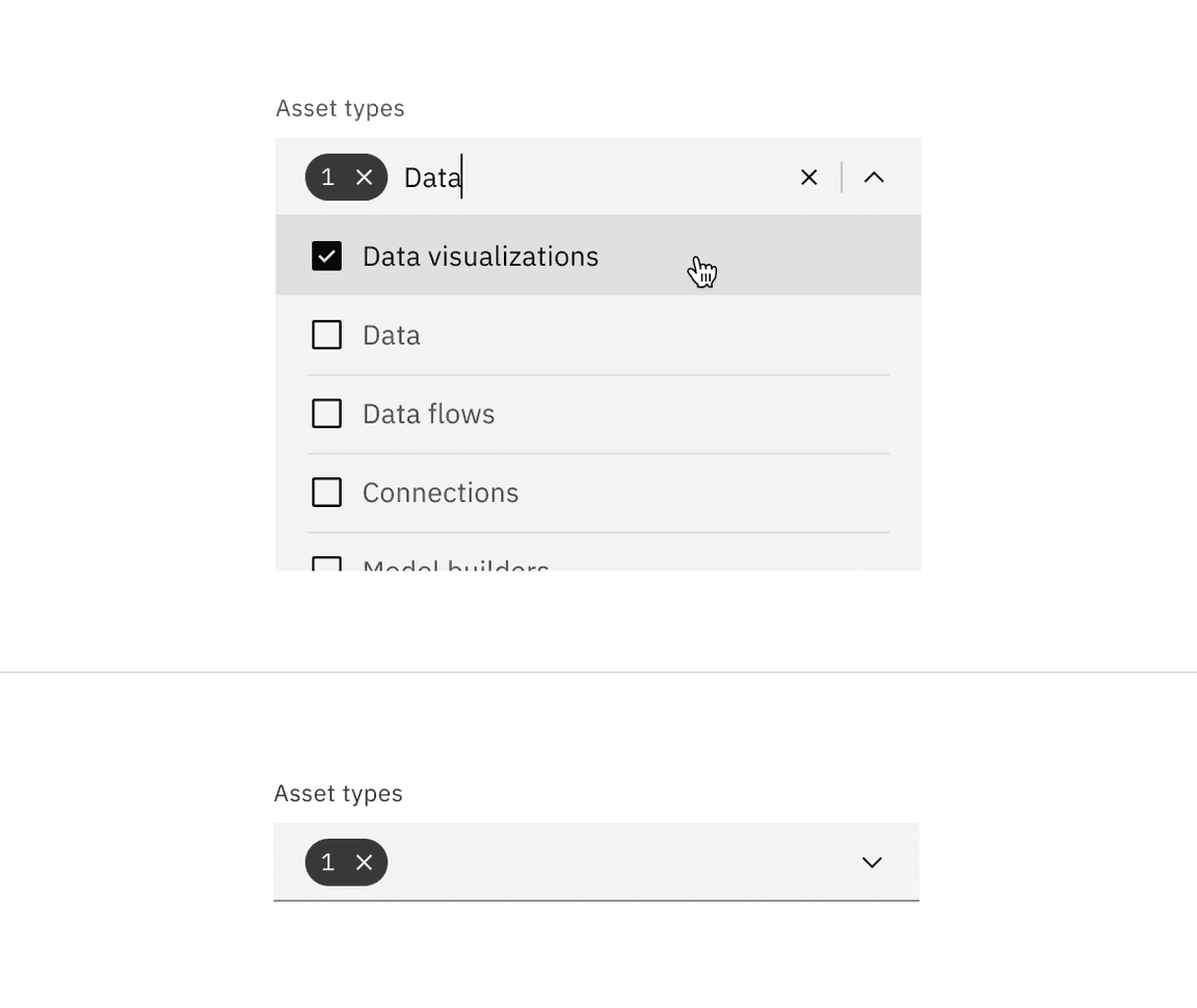 Default filterable dropdown selected state.